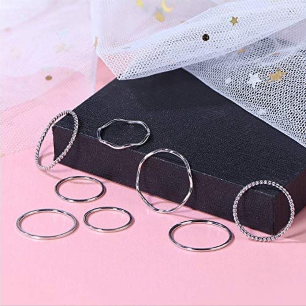 8Pcs Stainless Steel Women's Stacking Midi Rings - Picture 3 of 3